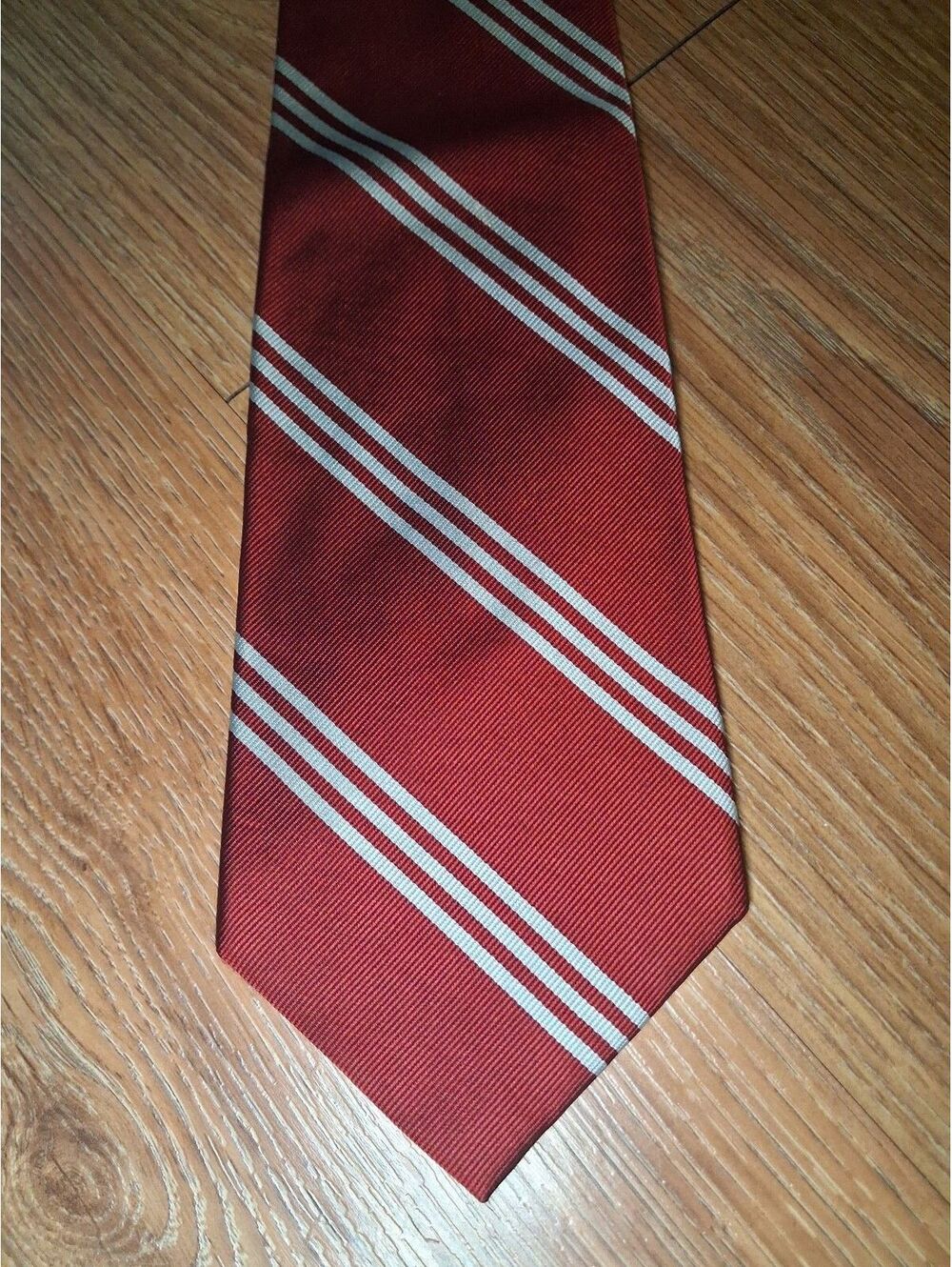 Polo Ralph Lauren Silk Tie Red Striped Repp Wide Handmade